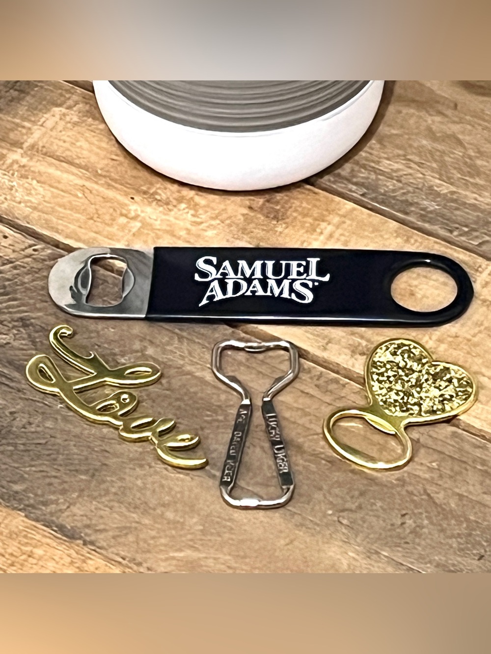 Vintage Samuel Adams Black and Silver Bottle Opener lot of 4 Mixed Barware